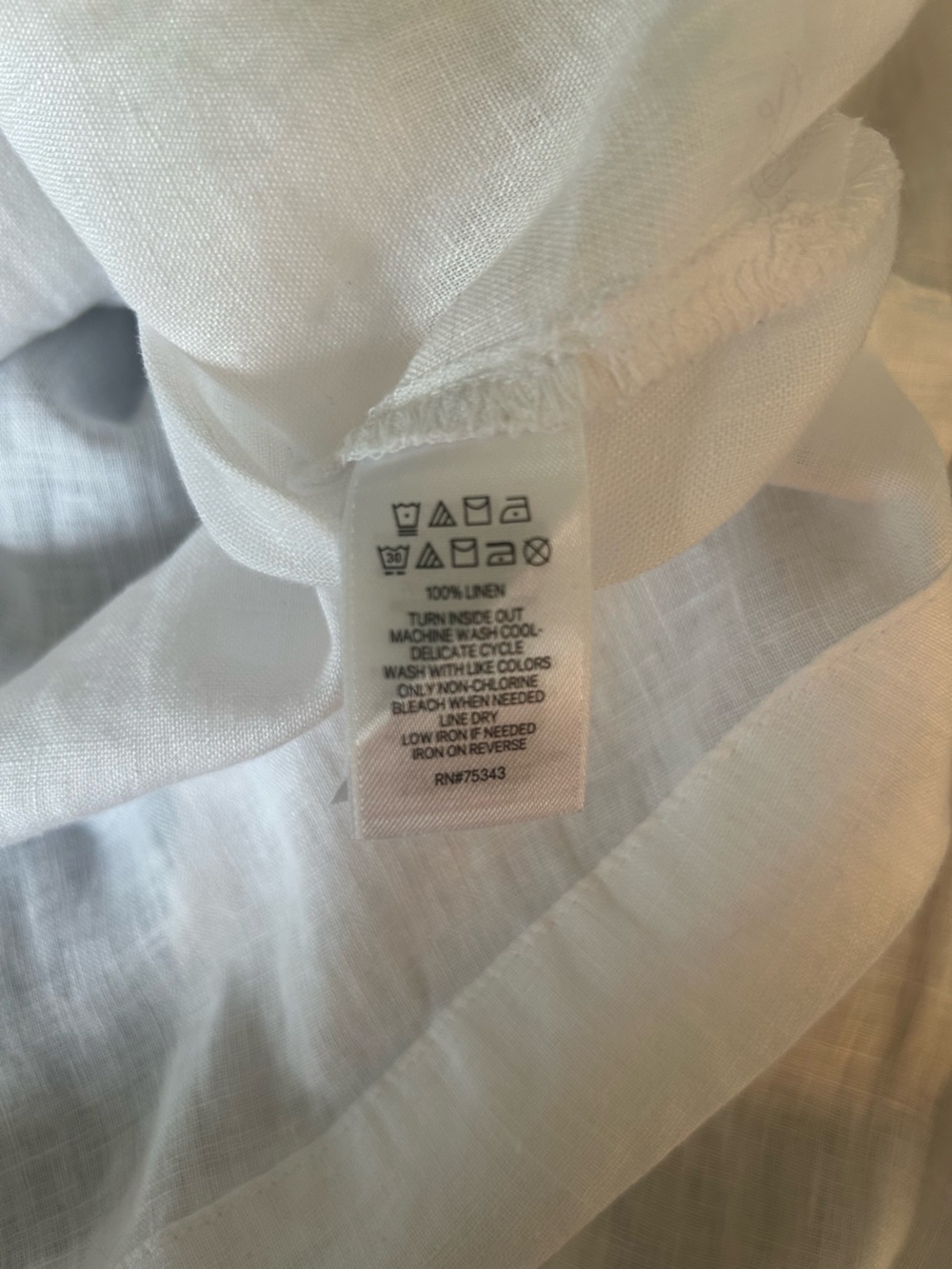 Halston White Linen Scoop Neck Top Size Med with 3/4 Sleeves - Picture 14 of 16